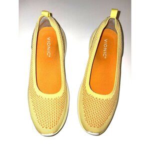 Vionic Yellow Knit Slip-On Flats